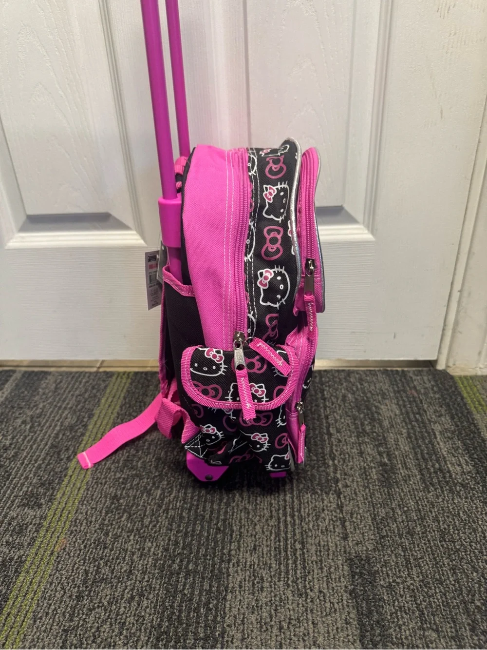 Autentic Hello Kitty Kids Rolling Backpack - Pink and Black